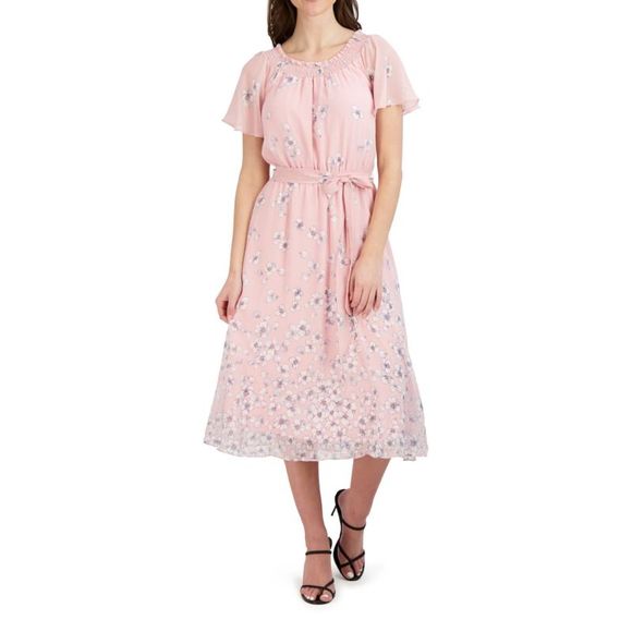 Sandra Darren Dresses Sandra Darren Womens Pink Lined Tie Belt